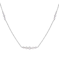 Moissanite Beaded Necklace 20-22 Inches in Rhodium Over Sterling Silver 9.35 ctw