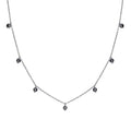 Black Moissanite Beaded Station Necklace in Rhodium Over Sterling Silver 20-22 Inches 7.65 ctw - Sticky add to cart bar