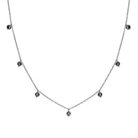 Black Moissanite Beaded Station Necklace in Rhodium Over Sterling Silver 20-22 Inches 7.65 ctw