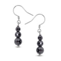 Black Moissanite Beaded Dangle Earrings in Rhodium Over Sterling Silver 3.35 ctw - Sticky add to cart bar