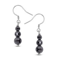 Black Moissanite Beaded Dangle Earrings in Rhodium Over Sterling Silver 3.35 ctw