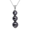 Black Moissanite Beaded Pendant Necklace 20-22 Inches in Rhodium Over Sterling Silver 18.70 ctw - Sticky add to cart bar