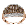 Natural Champagne and White Diamond Vintage Dome Ring in Sterling Silver - Sticky add to cart bar