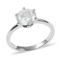 120 Facets Moissanite VS EF Solitaire Ring in Sterling Silver (Size 10.0) 2.00 ctw - Sticky add to cart bar