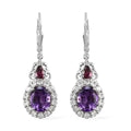Premium Moroccan Amethyst and Multi Gemstone Lever Back Earrings in Platinum Over Sterling Silver 6.00 ctw - Sticky add to cart bar