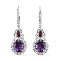 Premium Moroccan Amethyst and Multi Gemstone Lever Back Earrings in Platinum Over Sterling Silver 6.00 ctw