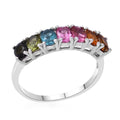 Multi-Tourmaline 7 Stone Ring in Platinum Over Sterling Silver 1.25 ctw - Sticky add to cart bar