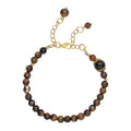 Yellow Tiger's Eye 56.50 ctw 6-10mm Beaded Anklet in Goldtone (8-9.5In) - Sticky add to cart bar