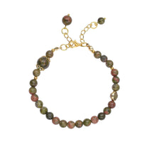 Unakite 6-10mm Beaded Anklet in Goldtone (8-9.5In) 56.50 ctw