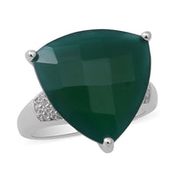Verde Onyx and Natural White Zircon Ring in Platinum Over Sterling Silver 15.65 ctw