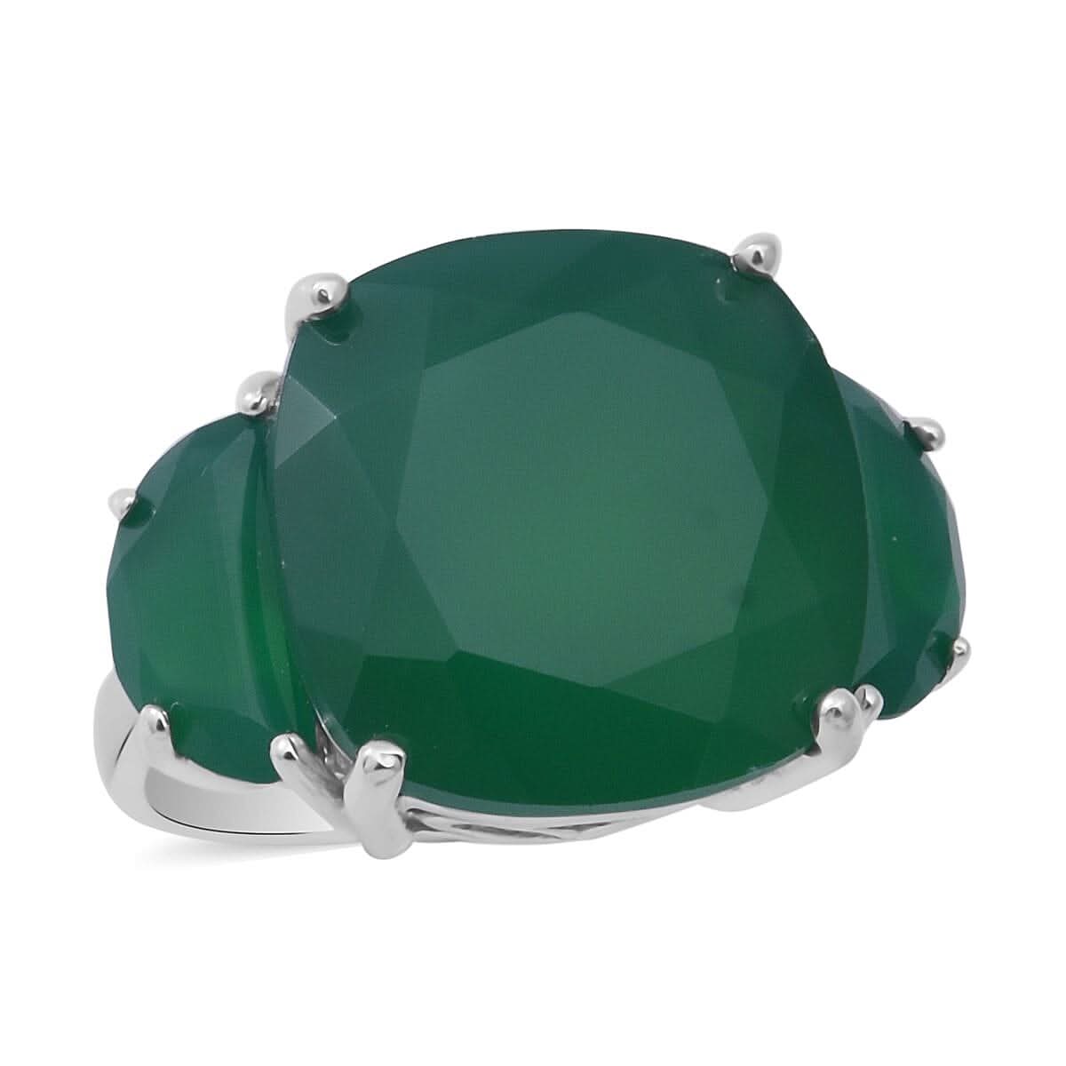 Verde Onyx Ring in Platinum Over Sterling Silver 13.00 ctw