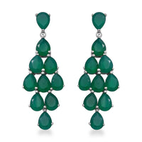 Verde Onyx Dangling Earrings in Platinum Over Sterling Silver 12.00 ctw