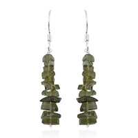 Artisan Crafted Rough Cut Bohemian Moldavite Fancy Earrings in Sterling Silver 10.30 ctw