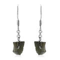 Artisan Crafted Rough Cut Bohemian Moldavite Fancy Earrings in Sterling Silver 4.85 ctw - Sticky add to cart bar