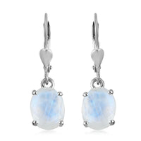 Rainbow Moonstone Lever Back Earrings in Platinum Over Sterling Silver 5.25 ctw