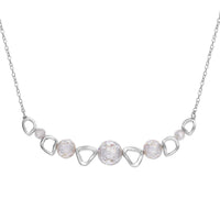 Moissanite Beaded Necklace 18-21 Inches in Rhodium Over Sterling Silver 12.80 ctw