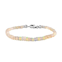 Ethiopian Welo Opal Beaded Bracelet in Platinum Over Sterling Silver (7.25 In) 14.00 ctw