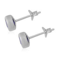Tanzanian Blue Spinel (DF) 1.15 ctw Stud Earrings in Platinum Plated Sterling Silver, Blue Solitaire Studs, Anniversary Gifts For Her