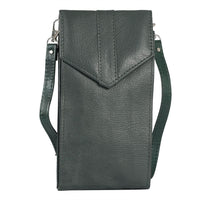 Black RFID Protected Genuine Leather Mobilephone Crossbosy Wallet