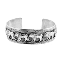 Mother's Day Special Bali Legacy Sterling Silver Lion Bangle Bracelet (7.25 In) 36.15 Grams