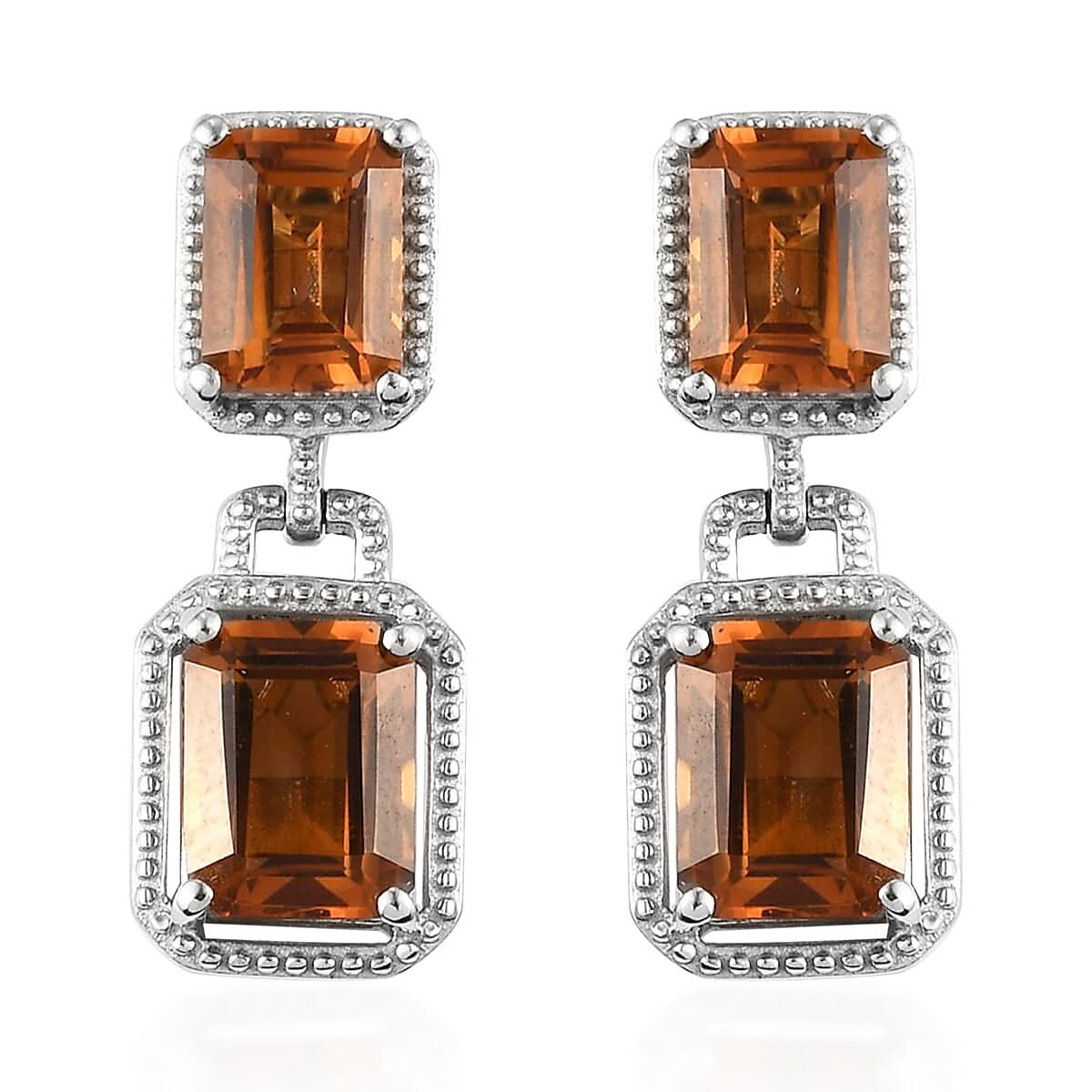 Santa Ana Madeira Citrine Dangle Earrings in Platinum Over Sterling Silver 7.75 ctw