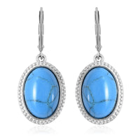 DOORBUSTER Blue Howlite Lever Back Earrings in Stainless Steel 7.90 ctw