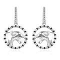 White Shell Pearl and Austrian Crystal Enameled Leopard Earrings in Stainless Steel - Sticky add to cart bar