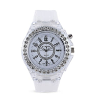 STRADA Austrian Crystal Japanese Movement Watch with White Silicone Strap (25.40 mm) (6.0-7.75 Inches)