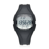 STRADA Japanese and Electronic Movement Multifunctional Key Led Dial Watch with Black Silicone Strap