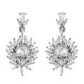 Simulated Diamond Floral Earrings in Stainless Steel 5.60 ctw - Sticky add to cart bar