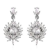 Simulated Diamond Floral Earrings in Stainless Steel 5.60 ctw
