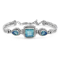 Bali Legacy Peacock Quartz (Triplet) Tulang Naga Chain Bracelet in Sterling Silver (7.50 In) 12.90 ctw