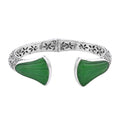Bali Legacy Green Jade (D) Carved Cuff Bracelet in Sterling Silver (7.25 In) 46.00 ctw - Sticky add to cart bar