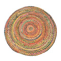 Multi Color Circular Jute and Cotton Rug (Dia. 48") - Sticky add to cart bar