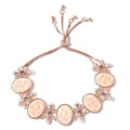 Pink Color Resin, Pink Austrian Crystal and Simulated Pearl Bolo Bracelet in Rosetone - Sticky add to cart bar