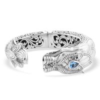 BALI LEGACY Blue Topaz Dragon Cuff Bracelet in Sterling Silver (7.50 In) 99 Grams 1.30 ctw