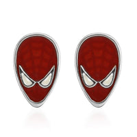 Marvel Spider-Man Red Enamel Face Stud Earrings in Silvertone