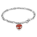 Marvel Spider-Man Figaro Red Enamel Face Bracelet in Silvertone (7.00 In) - Sticky add to cart bar