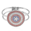 MARVEL Simulated Diamond Captain America Multi Crystal Bangle Bracelet in Silvertone (7.50 In) - Sticky add to cart bar