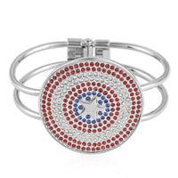 MARVEL Simulated Diamond Captain America Multi Crystal Bangle Bracelet in Silvertone (7.50 In)