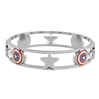 Captain America Bangle Bracelet in Silvertone (7.50 In)