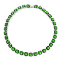 Simulated Green Emerald Tennis Necklace 20 Inches in Silvertone - Sticky add to cart bar